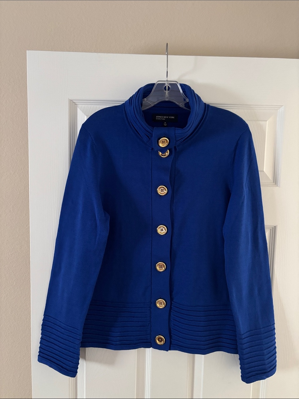 Jones New York Cobalt Blue Button-Front Sweater/ Blazer